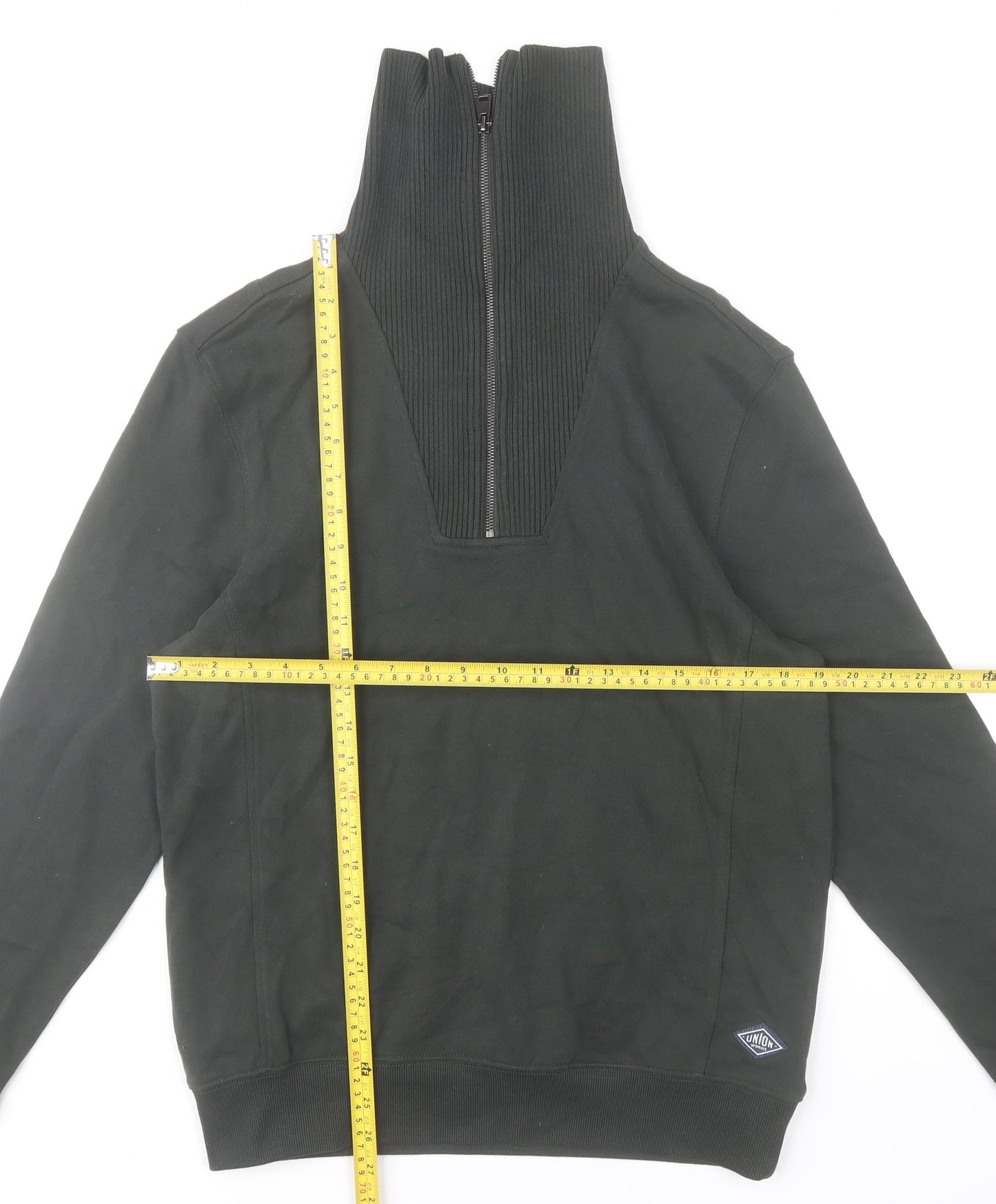 Union House Men’s Black 1/2 Zip High Neck Cotton Sweatshirt Size S