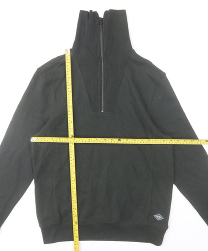 Union House Men’s Black 1/2 Zip High Neck Cotton Sweatshirt Size S