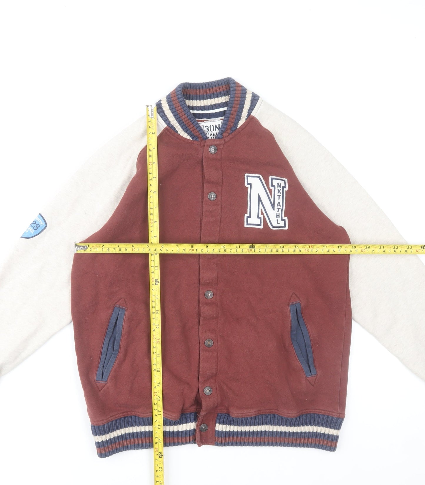 Next Boys Brown Varsity Jacket 14 Years Cotton Blend Lined Casual Style