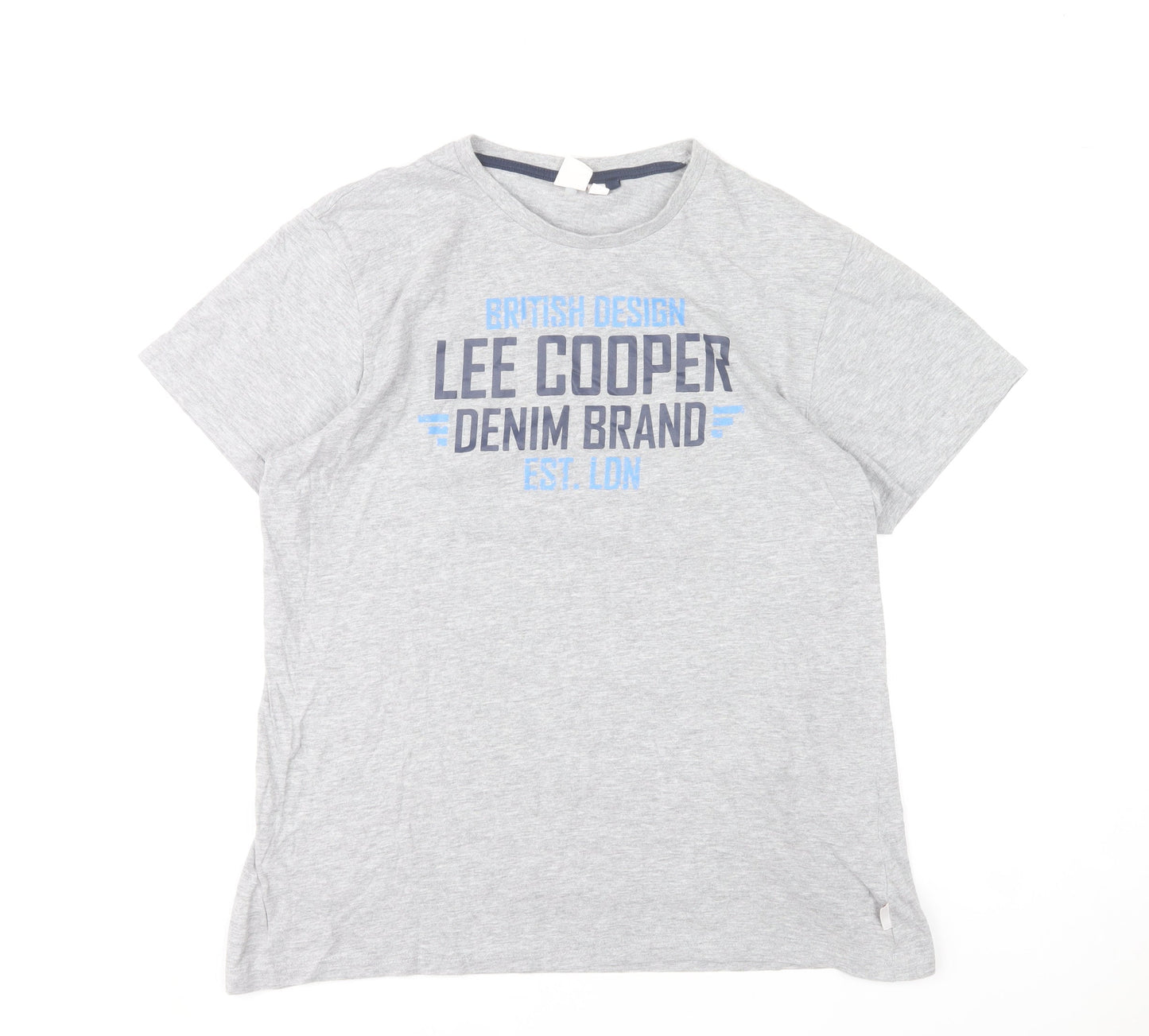 Lee Cooper Men's Grey Graphic Logo Crew Neck Short Sleeve T-Shirt M