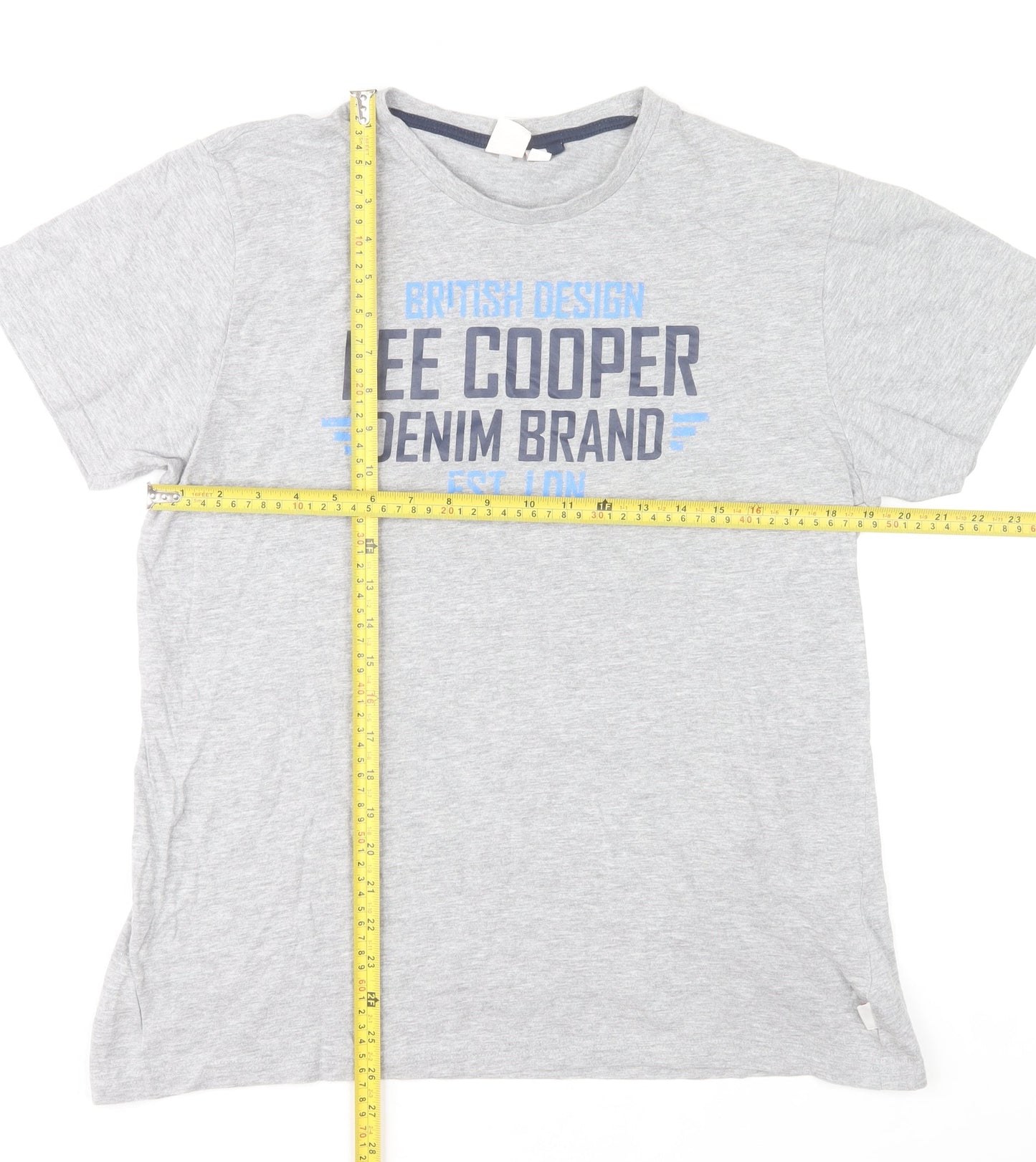 Lee Cooper Men's Grey Graphic Logo Crew Neck Short Sleeve T-Shirt M