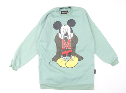 Pandy Women’s Green Mickey Mouse Pullover Sweatshirt Size L