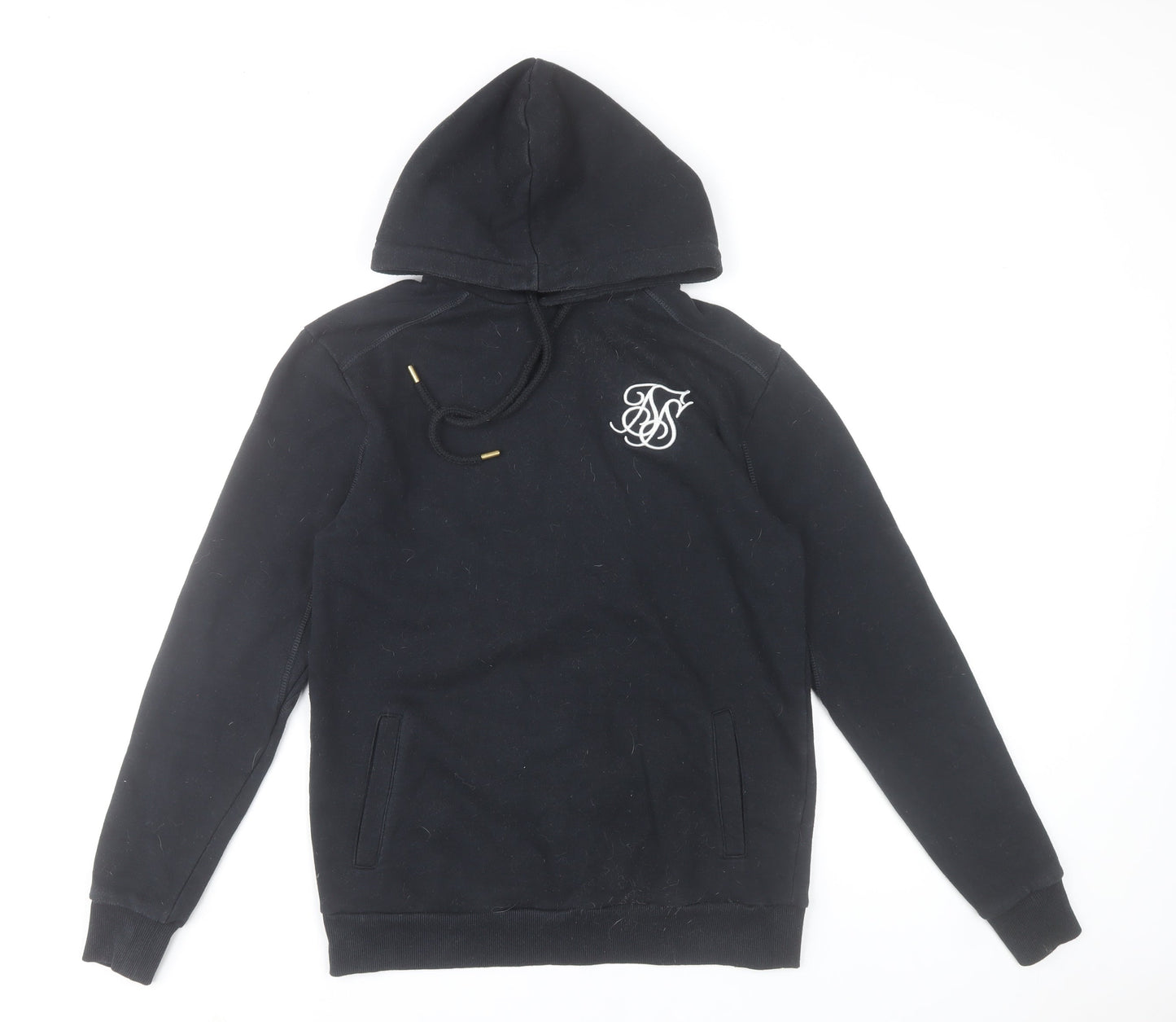 SikSilk Men's Black Pullover Hoodie XS Logo Fleece Long Sleeve