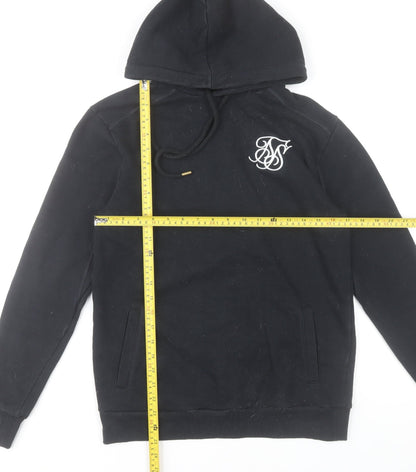 SikSilk Men's Black Pullover Hoodie XS Logo Fleece Long Sleeve