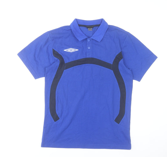 Umbro Men's Blue Short Sleeve Polo Shirt Size S Polyester Cotton