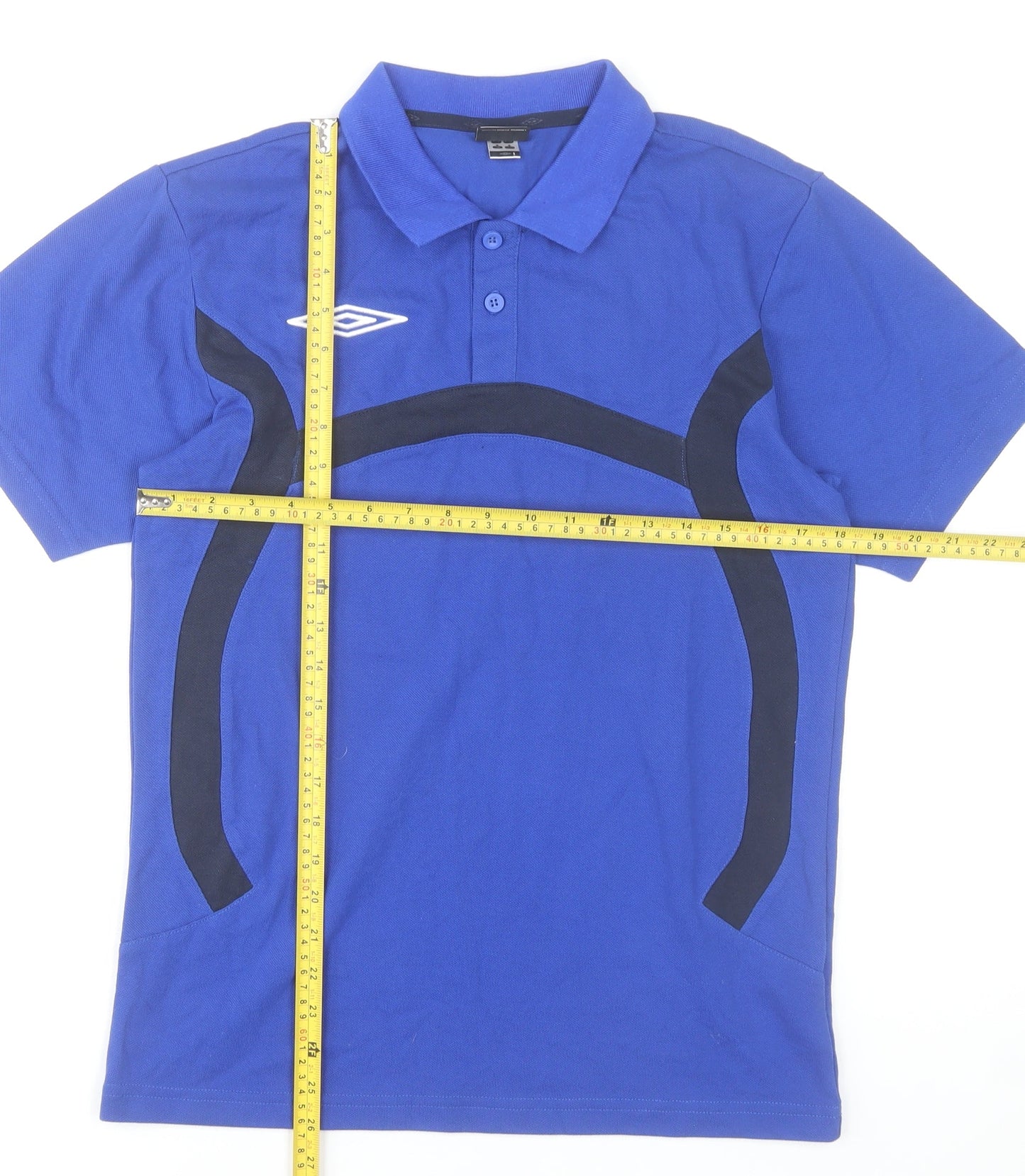 Umbro Men's Blue Short Sleeve Polo Shirt Size S Polyester Cotton