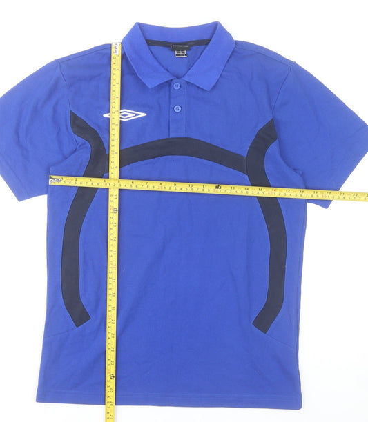 Umbro Men's Blue Short Sleeve Polo Shirt Size S Polyester Cotton