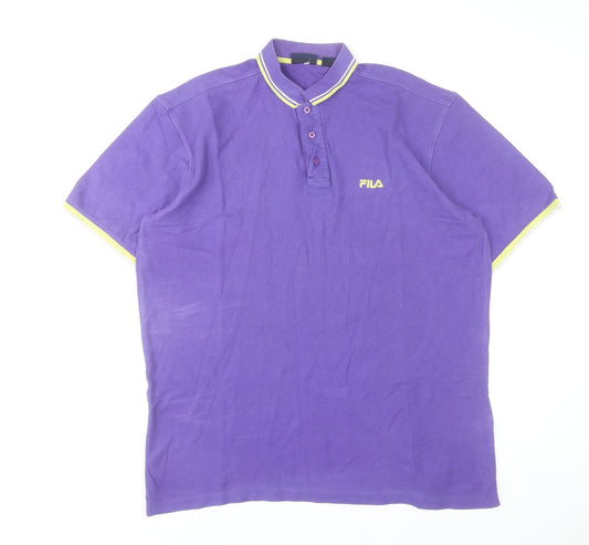 Fila Men's Purple XL Polo Shirt Retro Sports Casual
