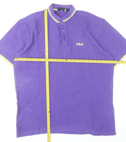 Fila Men's Purple XL Polo Shirt Retro Sports Casual