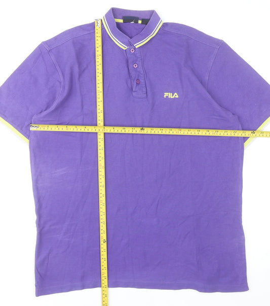 Fila Men's Purple XL Polo Shirt Retro Sports Casual