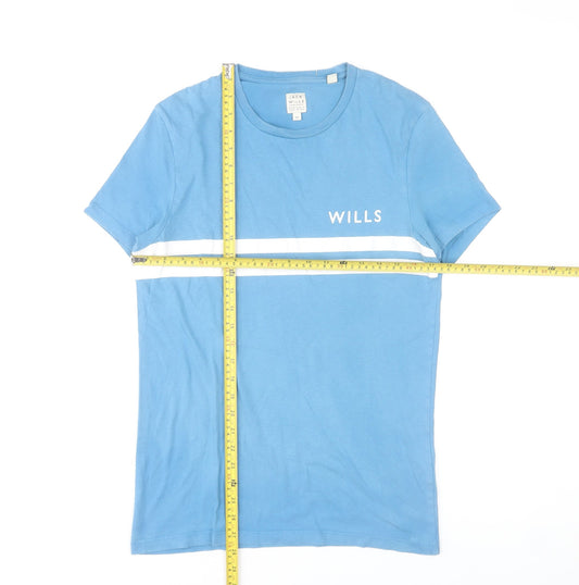 Jack Wills Men's Blue XS Striped Logo Crew Neck Cotton T-Shirt