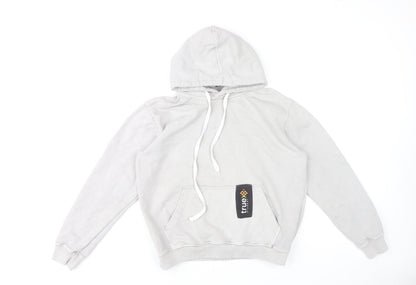 True Student Men's Grey Pullover Hoodie Medium Regular Fit Cotton
