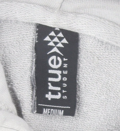 True Student Men's Grey Pullover Hoodie Medium Regular Fit Cotton