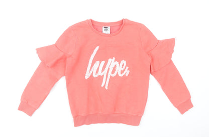 Hype Girls Pink Crew Neck Ruffle Sleeve Sweatshirt 9-10 Years