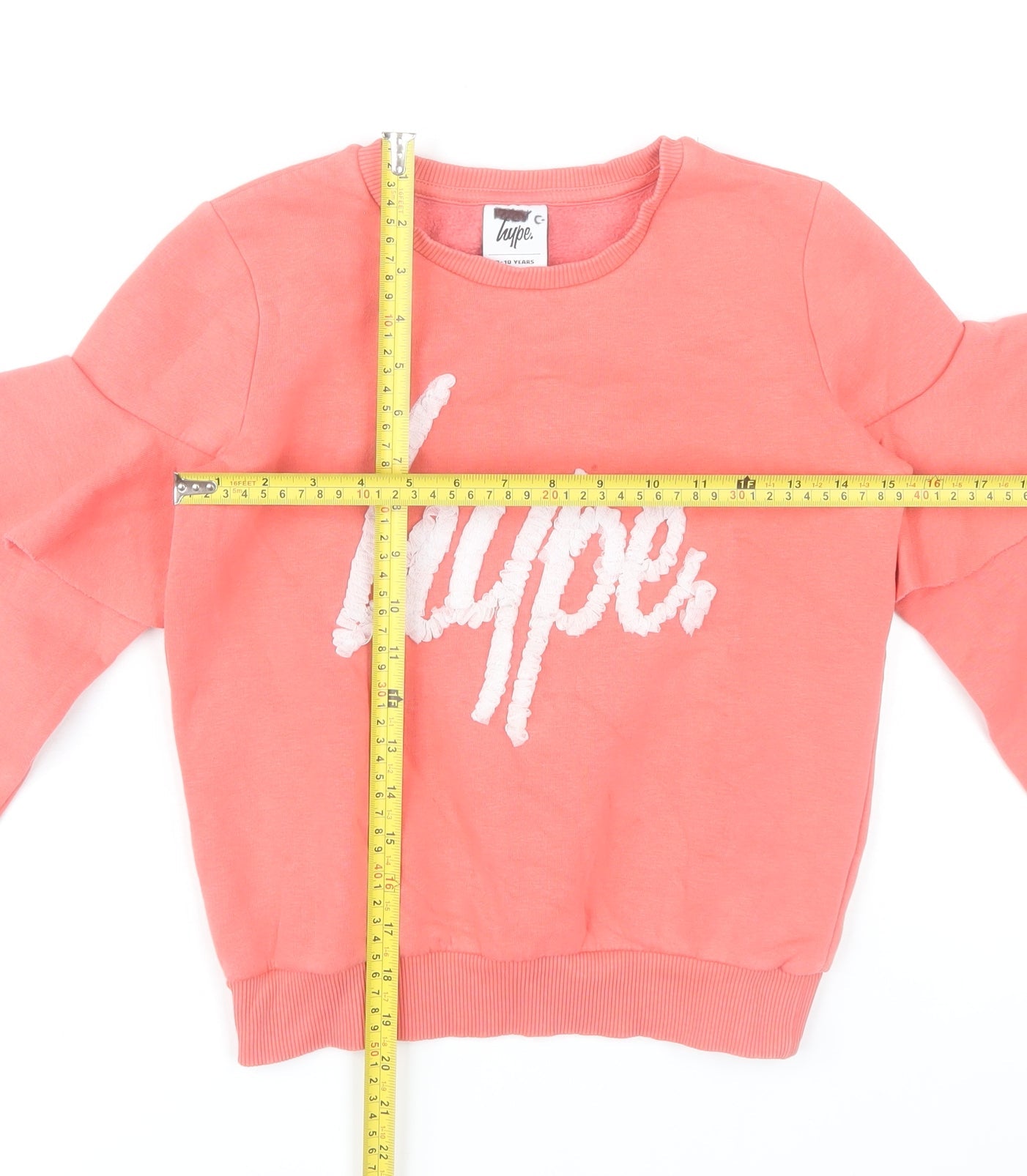 Hype Girls Pink Crew Neck Ruffle Sleeve Sweatshirt 9-10 Years