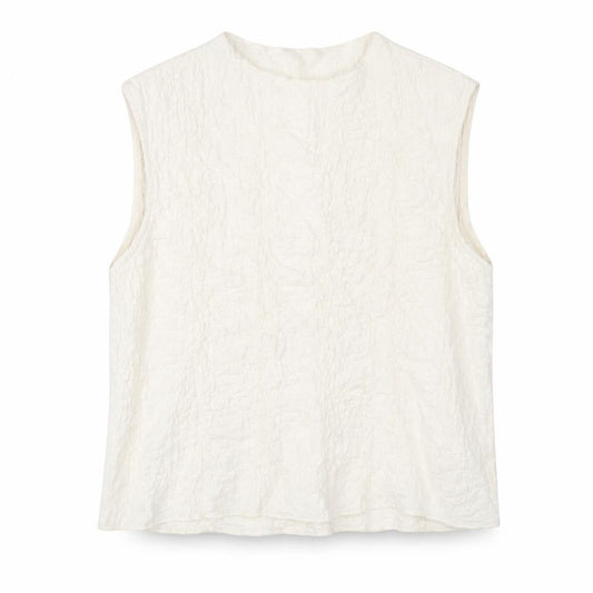 Stradivarius Women’s Ivory Sleeveless Cotton Blend High Neck Blouse Size 12