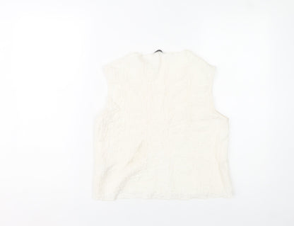 Stradivarius Women’s Ivory Sleeveless Cotton Blend High Neck Blouse Size 12