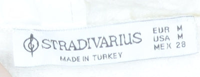 Stradivarius Women’s Ivory Sleeveless Cotton Blend High Neck Blouse Size 12