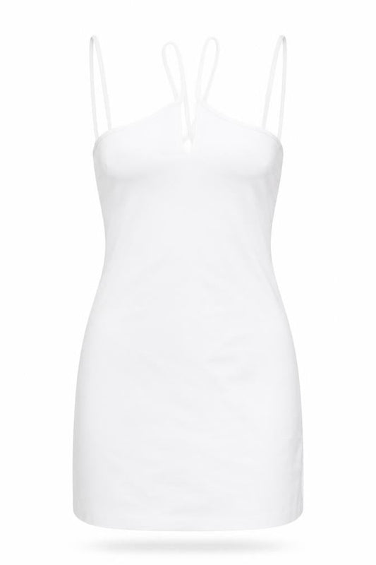 Zara Women White Bodycon Mini Dress Size 10 Sleeveless Summer Party