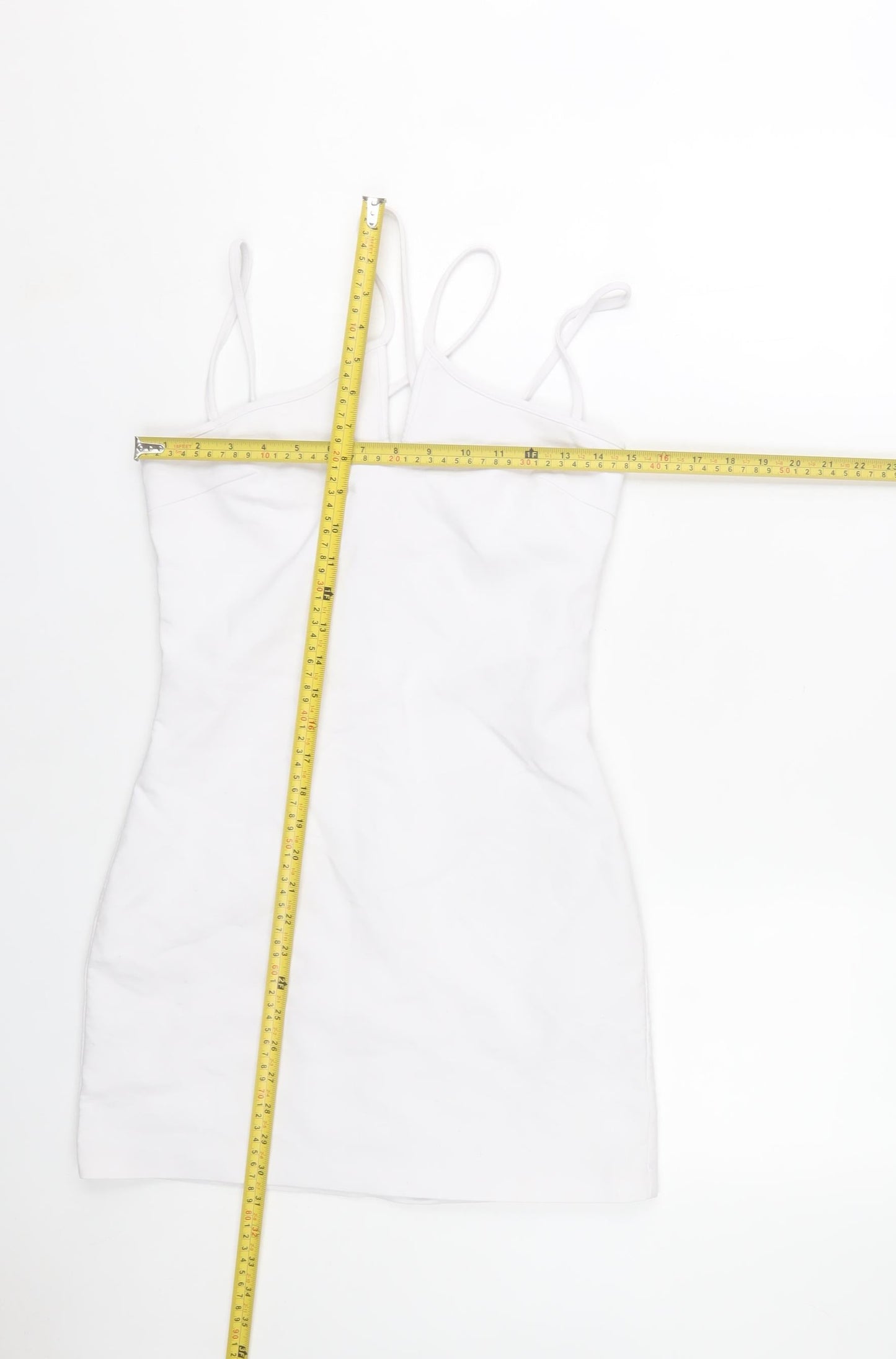 Zara Women White Bodycon Mini Dress Size 10 Sleeveless Summer Party