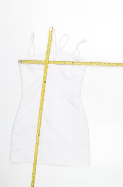 Zara Women White Bodycon Mini Dress Size 10 Sleeveless Summer Party