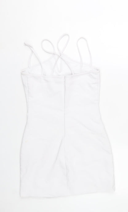 Zara Women White Bodycon Mini Dress Size 10 Sleeveless Summer Party
