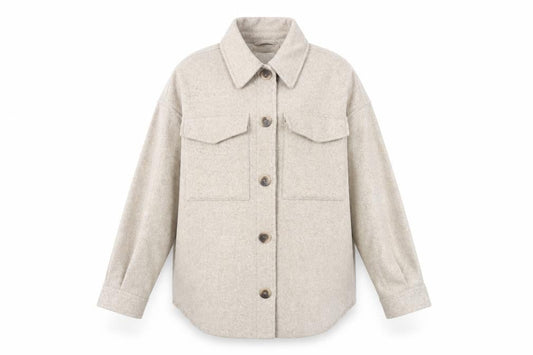 VILA Women Beige Polyester Button Up Classic Jacket Size 12