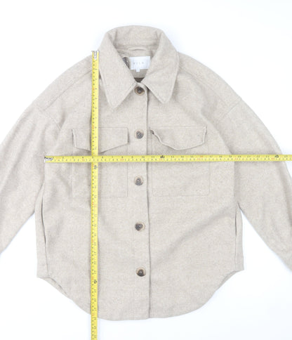 VILA Women Beige Polyester Button Up Classic Jacket Size 12