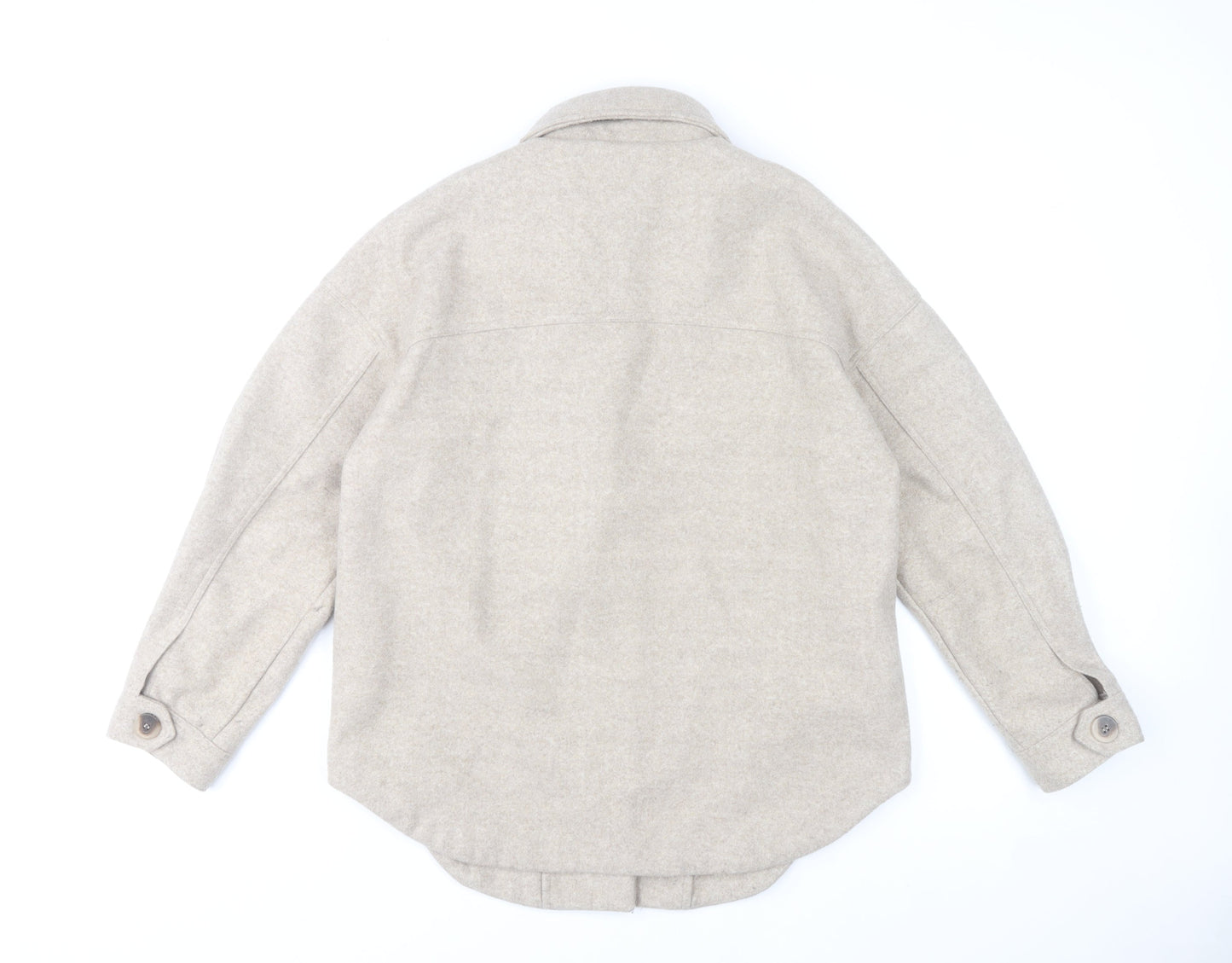 VILA Women Beige Polyester Button Up Classic Jacket Size 12