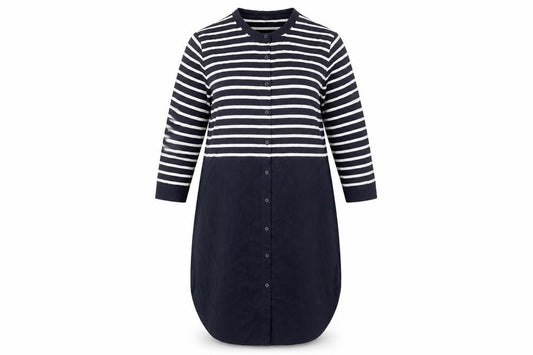 COS Women Blue Striped Shirt Dress Size 8 Collared Cotton 3/4 Sleeve