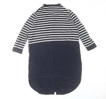 COS Women Blue Striped Shirt Dress Size 8 Collared Cotton 3/4 Sleeve