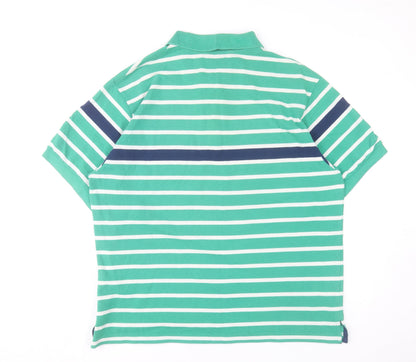 Celsius Men’s Green Striped 2XL Polo Shirt Cotton Blend