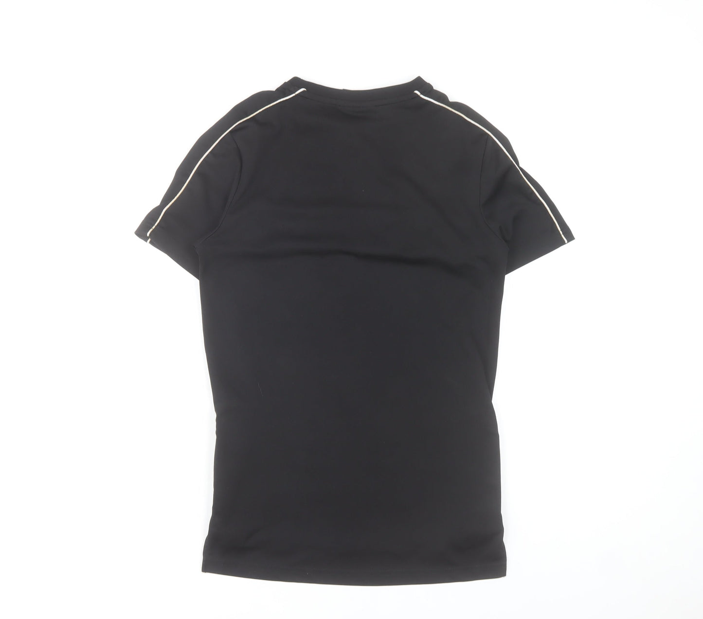 Sonnett London Boys Black 13-14 Years Zip Detail Crew Neck T-Shirt