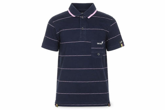 Gio-Goi Women's Blue Striped Cotton Polo Shirt Size S