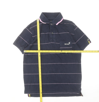 Gio-Goi Women's Blue Striped Cotton Polo Shirt Size S