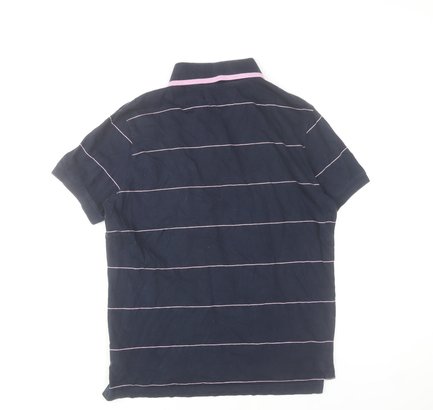 Gio-Goi Women's Blue Striped Cotton Polo Shirt Size S