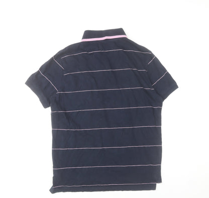 Gio-Goi Women's Blue Striped Cotton Polo Shirt Size S