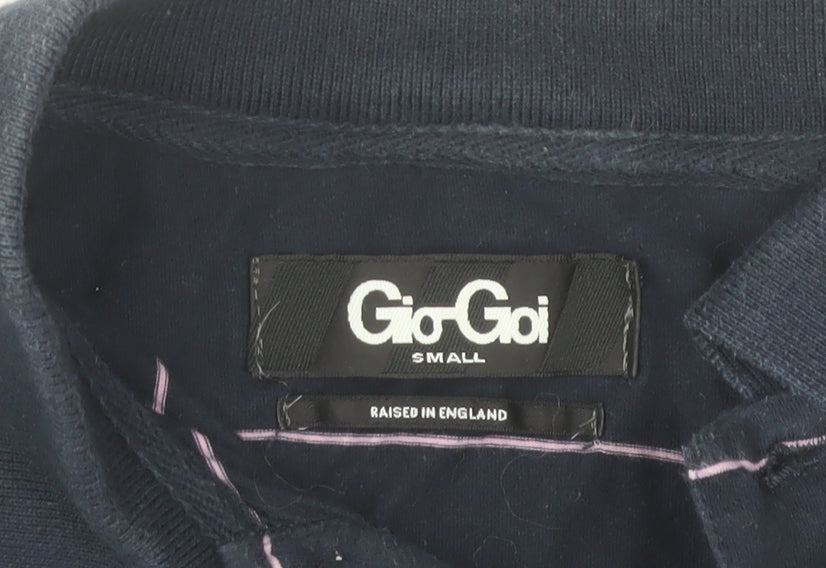 Gio-Goi Women's Blue Striped Cotton Polo Shirt Size S