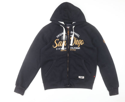 D555 Men's Navy Full Zip Hoodie M Logo Print San Diego Design