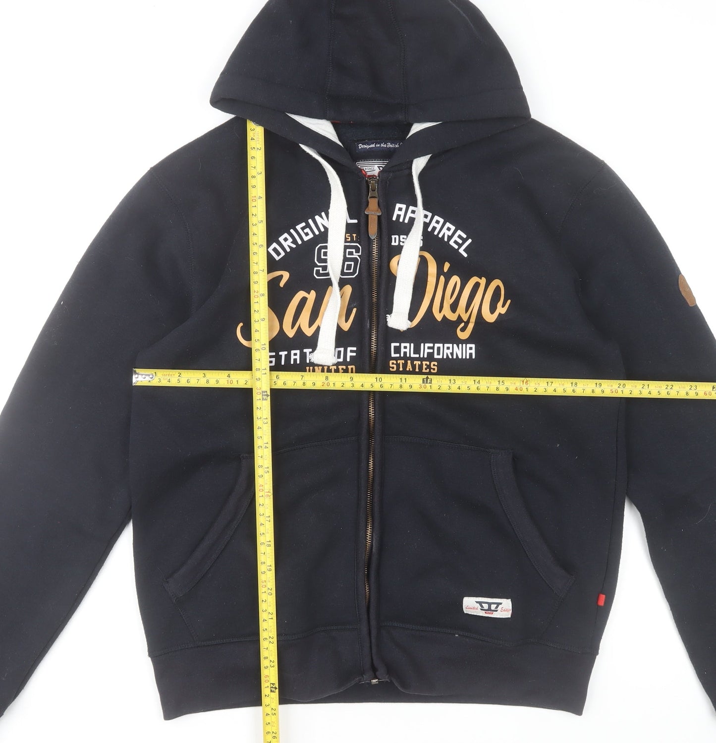 D555 Men's Navy Full Zip Hoodie M Logo Print San Diego Design