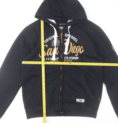 D555 Men's Navy Full Zip Hoodie M Logo Print San Diego Design