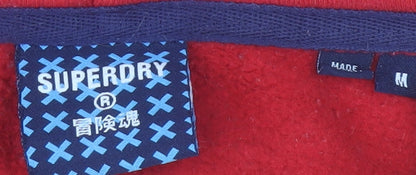 Superdry Men's Red Full Zip Hoodie M Graphic Logo NYC Style