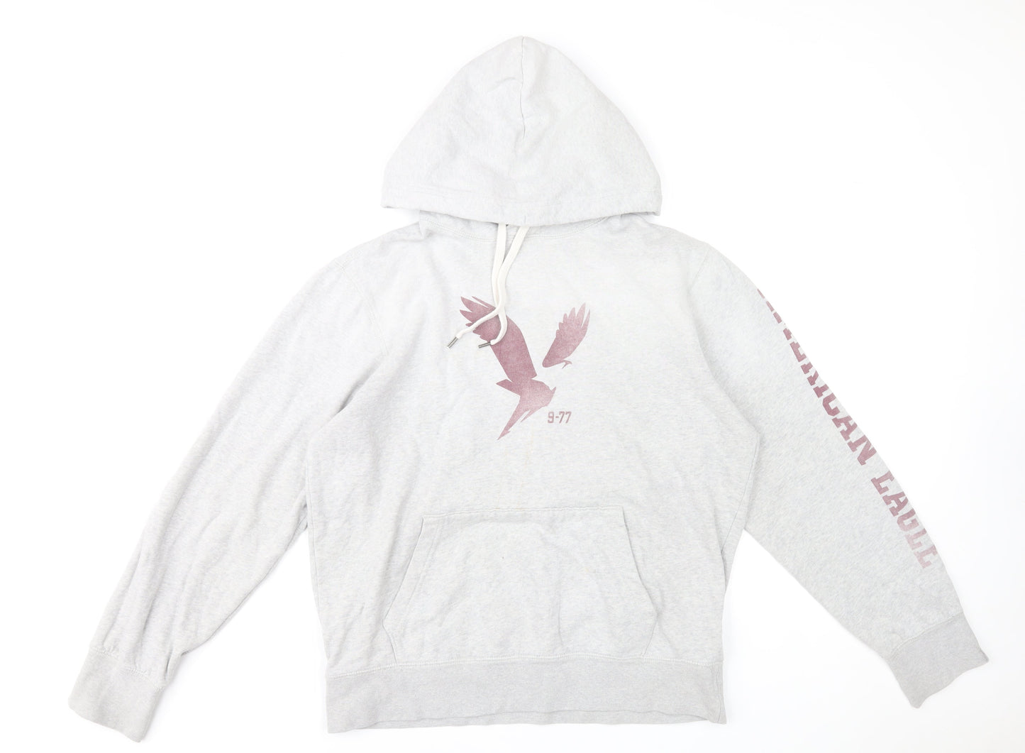 American Eagle Men’s Grey Pullover Hoodie M Graphic Print