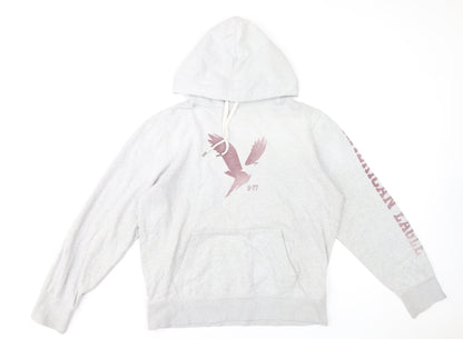American Eagle Men’s Grey Pullover Hoodie M Graphic Print
