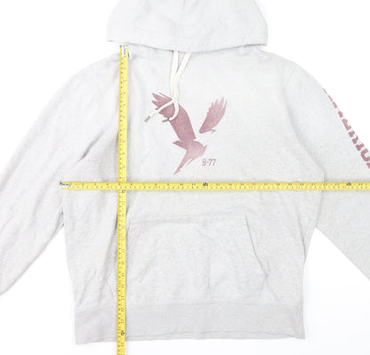 American Eagle Men’s Grey Pullover Hoodie M Graphic Print
