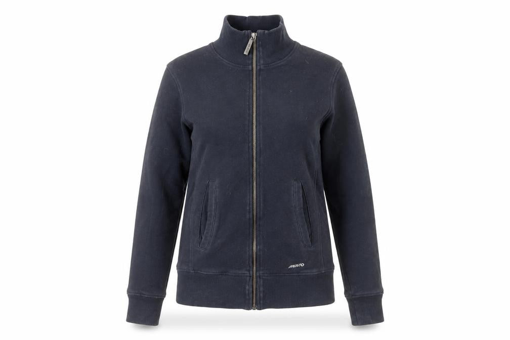 Front view of Musto Women's Navy Full Zip Cotton Sweatshirt, size 8