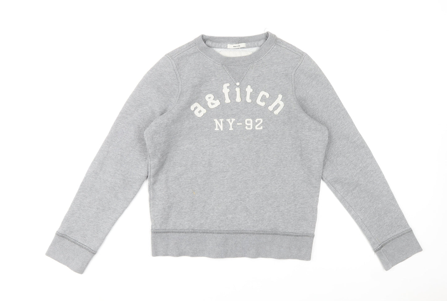 Abercrombie Boys Grey XL Pullover Fleece Sweatshirt Logo Crew Neck