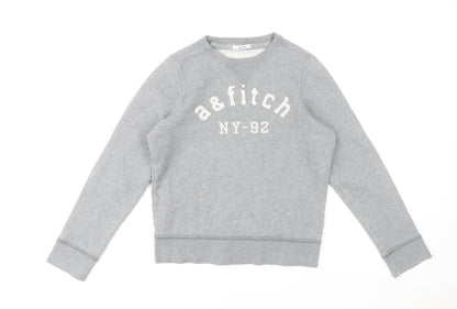 Abercrombie Boys Grey XL Pullover Fleece Sweatshirt Logo Crew Neck