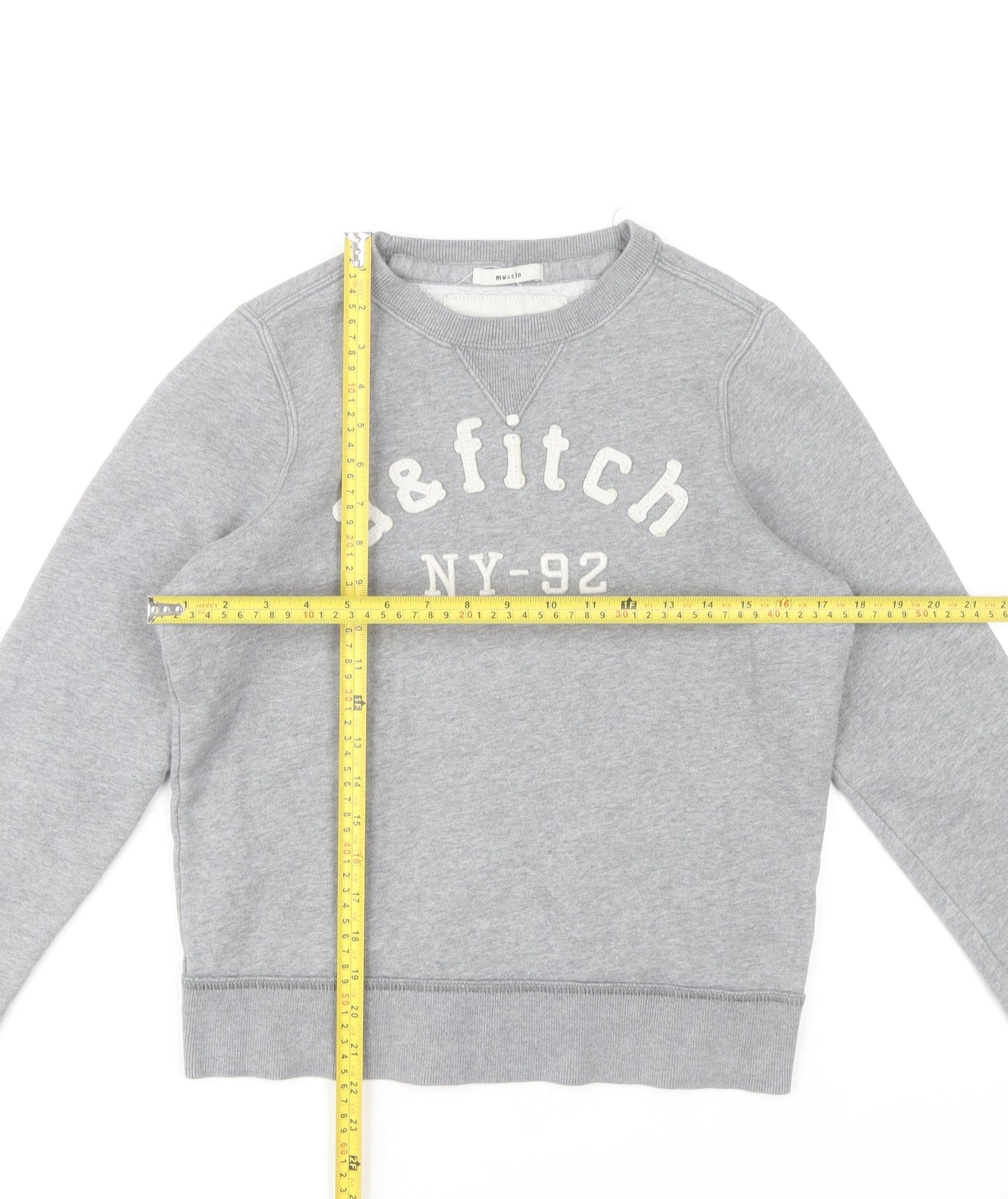 Abercrombie Boys Grey XL Pullover Fleece Sweatshirt Logo Crew Neck