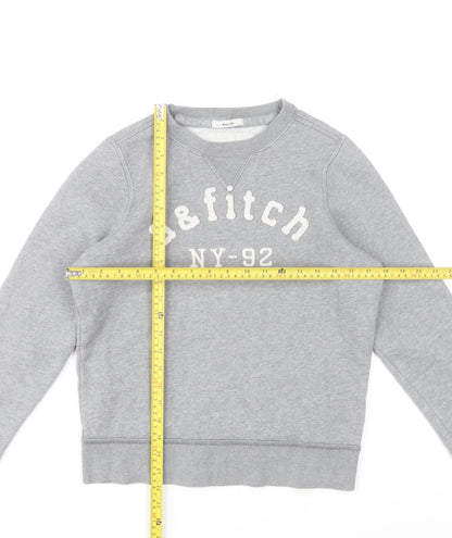 Abercrombie Boys Grey XL Pullover Fleece Sweatshirt Logo Crew Neck
